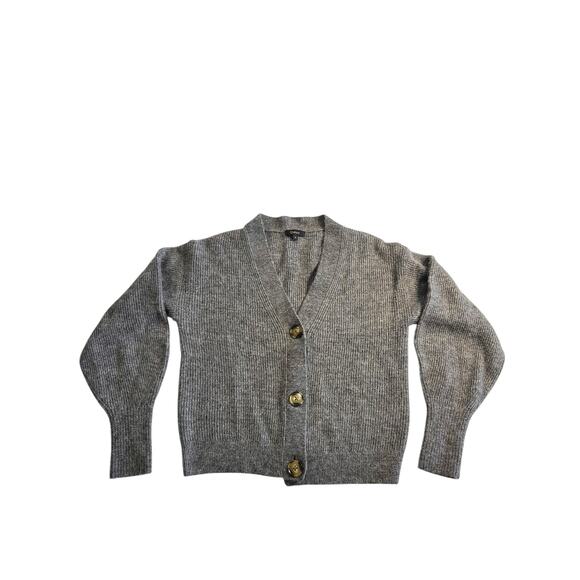 Quince Baby Alpaca Wool Cropped Cardigan Charcoal Size S CozySweater QuietLuxury - Picture 2 of 9